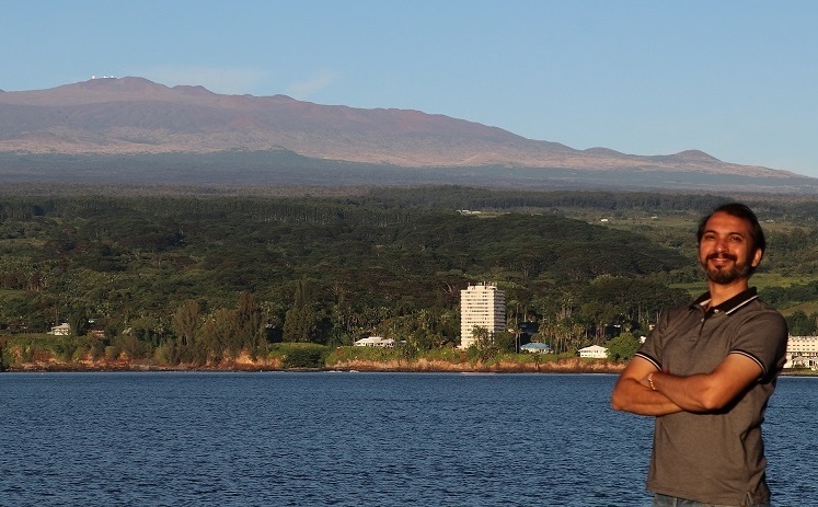 Samir Dhurde with Mauna Kea in the background